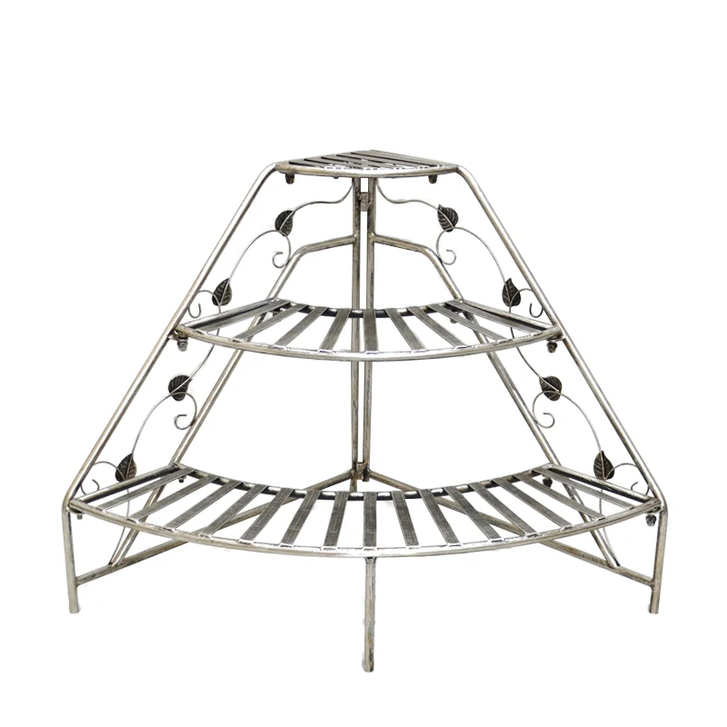 Balcony Stair Step Metal Flower Pot Stand Custom 3 Tiers Garden Plant Potted Display Rack Shelf