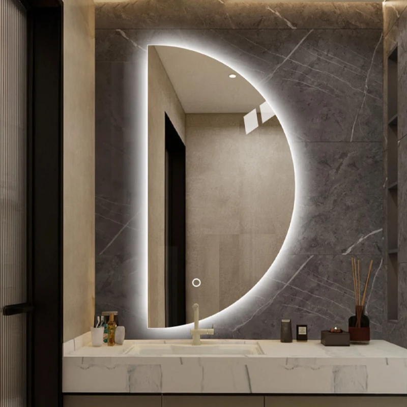 Fashion Modern Home Decorative Half-round Wall Mirror Bathroom Mirror for Bathroom Entryway Washroom Living Room Mirror