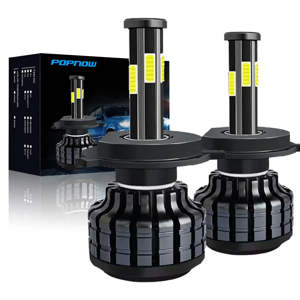 2022 high power New car LED headlights 360 degrees 6 sides super bright 45W 10000 lumen silent fan cooling H7 H11 9005 9006