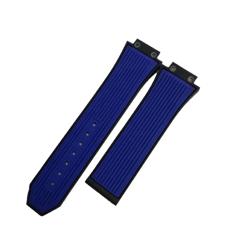 Wholesale sport stripe silicone watch band orange blue brown red white 26mm rubber watch strap for Hublot watch