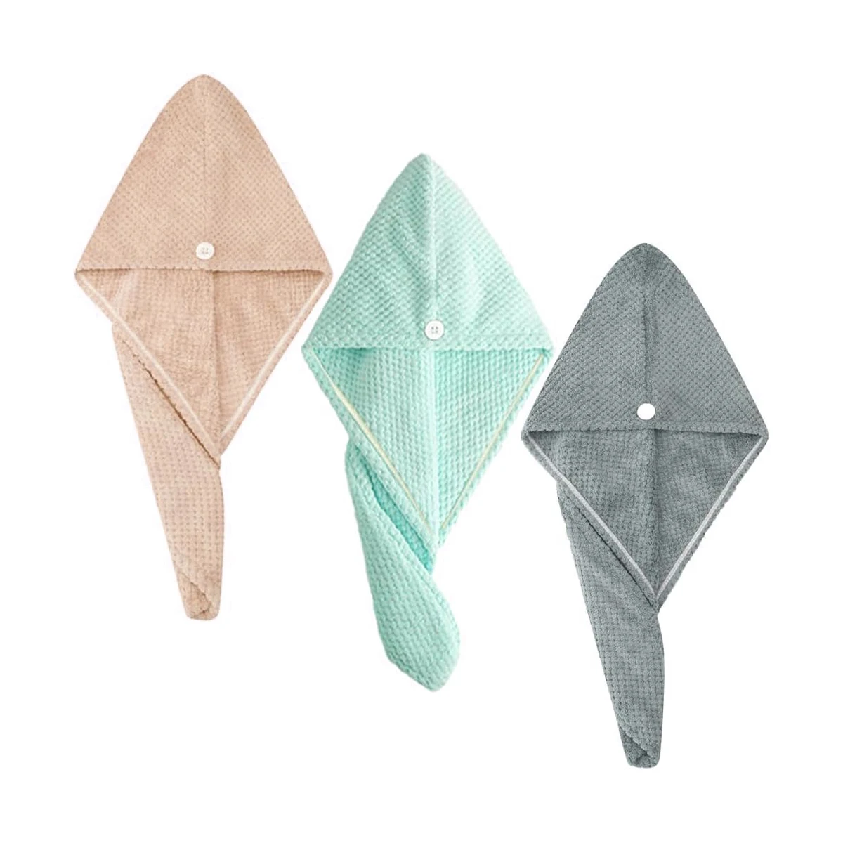 Super absorbent Hair turban waffle towel shower custom logo hair towel quick dry Coral fleece microfiber towel for drying hair