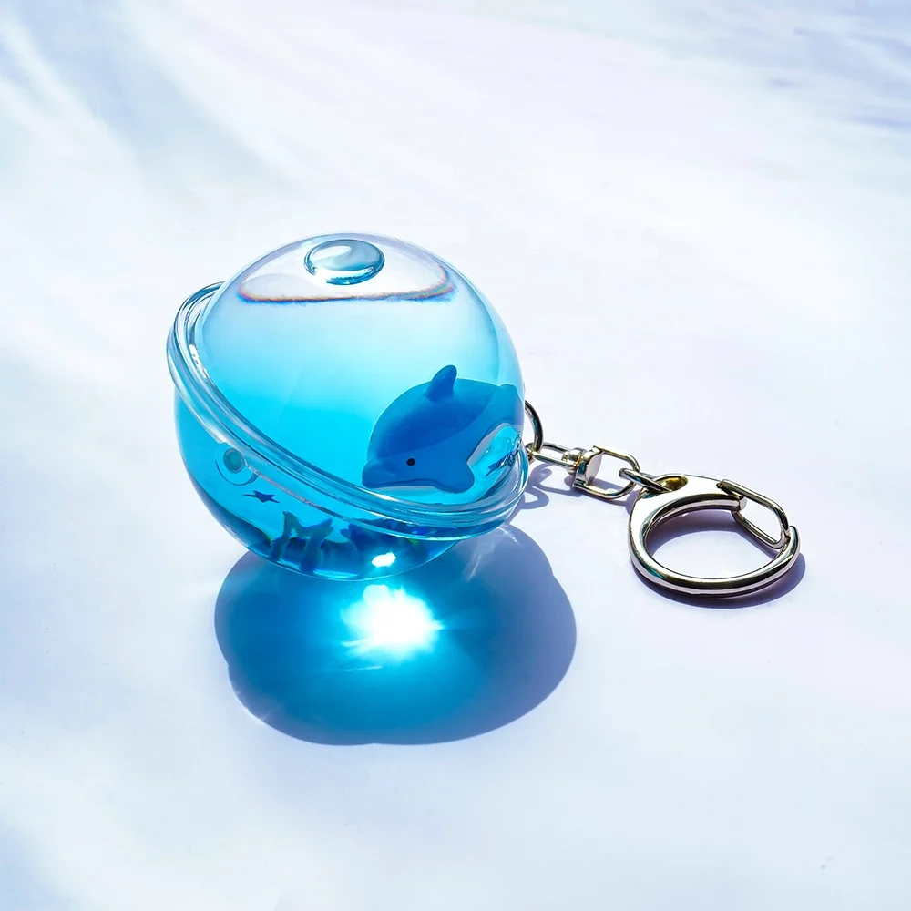 45mm Acrylic Sphere Round Ball Oil Aquarium Liquid Water Liquor Flow Keychain Aqua Keyring Floaty Key Holder Floating Key chain