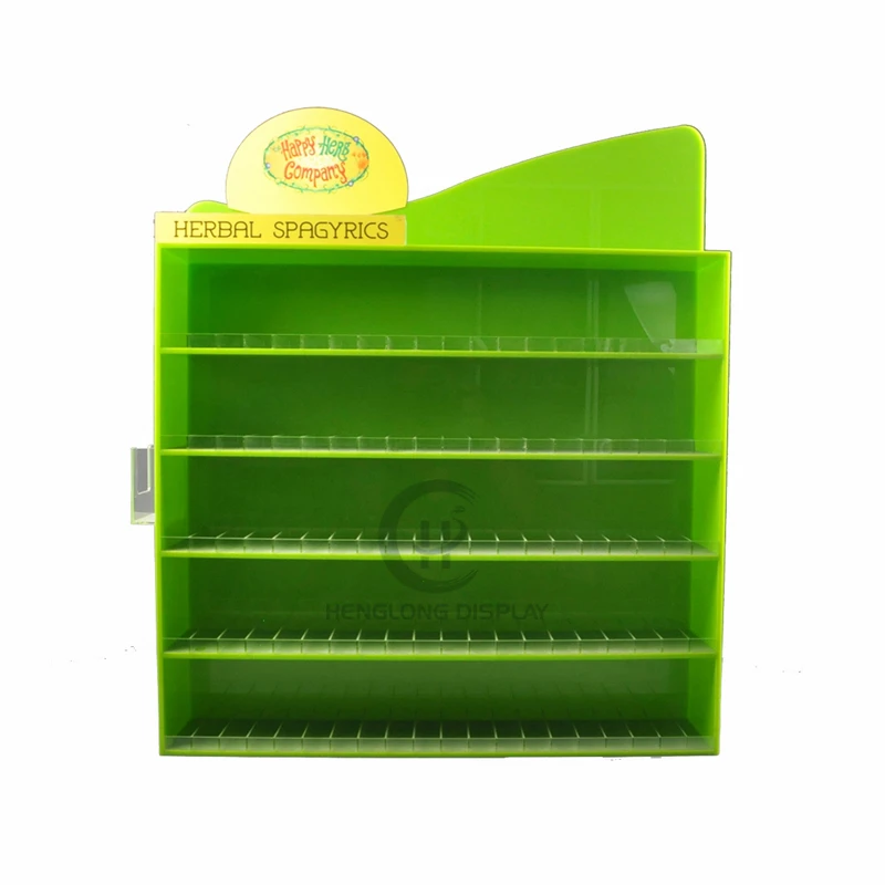 OEM & ODM Custom Counter top Retail Store Green Acrylic Medicine Display Unite Drug Rack
