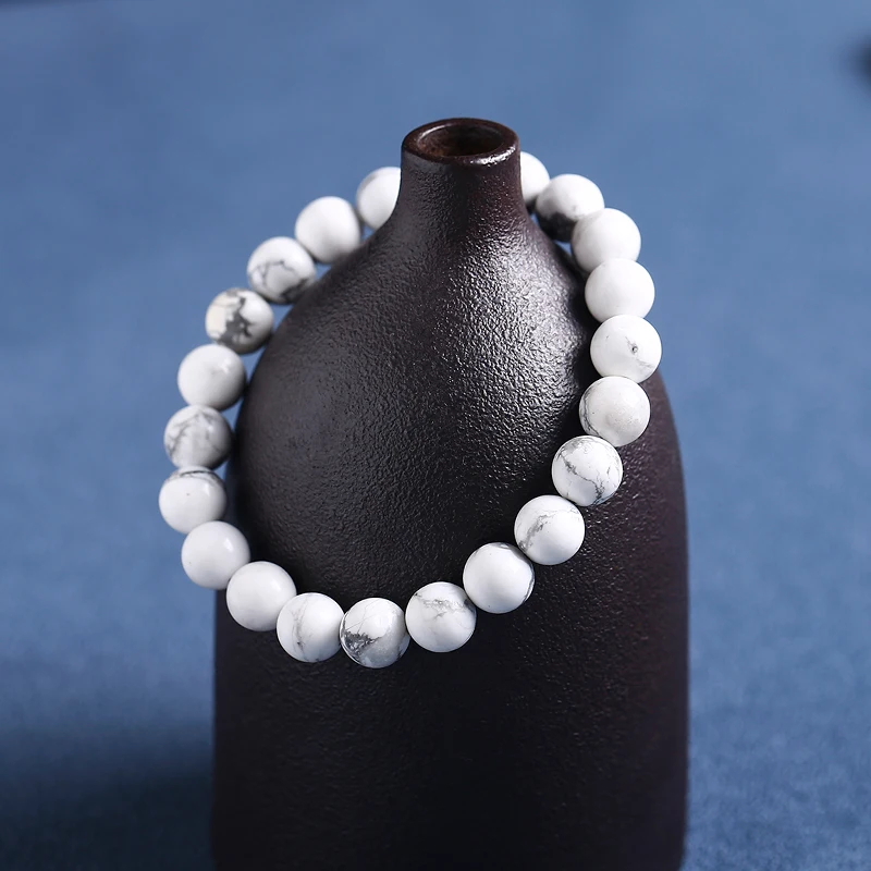 Браслет JD из натурального белого бирюзового камня Howlite женский браслет бусин чакра энергетическое исцеление браслеты для йоги Рождественский