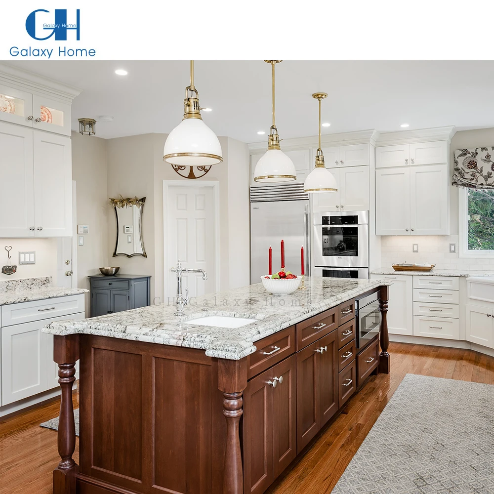 Bathroom&Kitchen Island Unit Glossy UK Design Pantry Set Complete Solid Wood L Shape Modern Style Marble Top Kitchen Cabinet