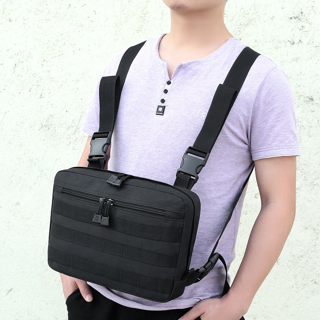 New men multifunctional chest tactical bag anti theft street bag hip hop bungee bag