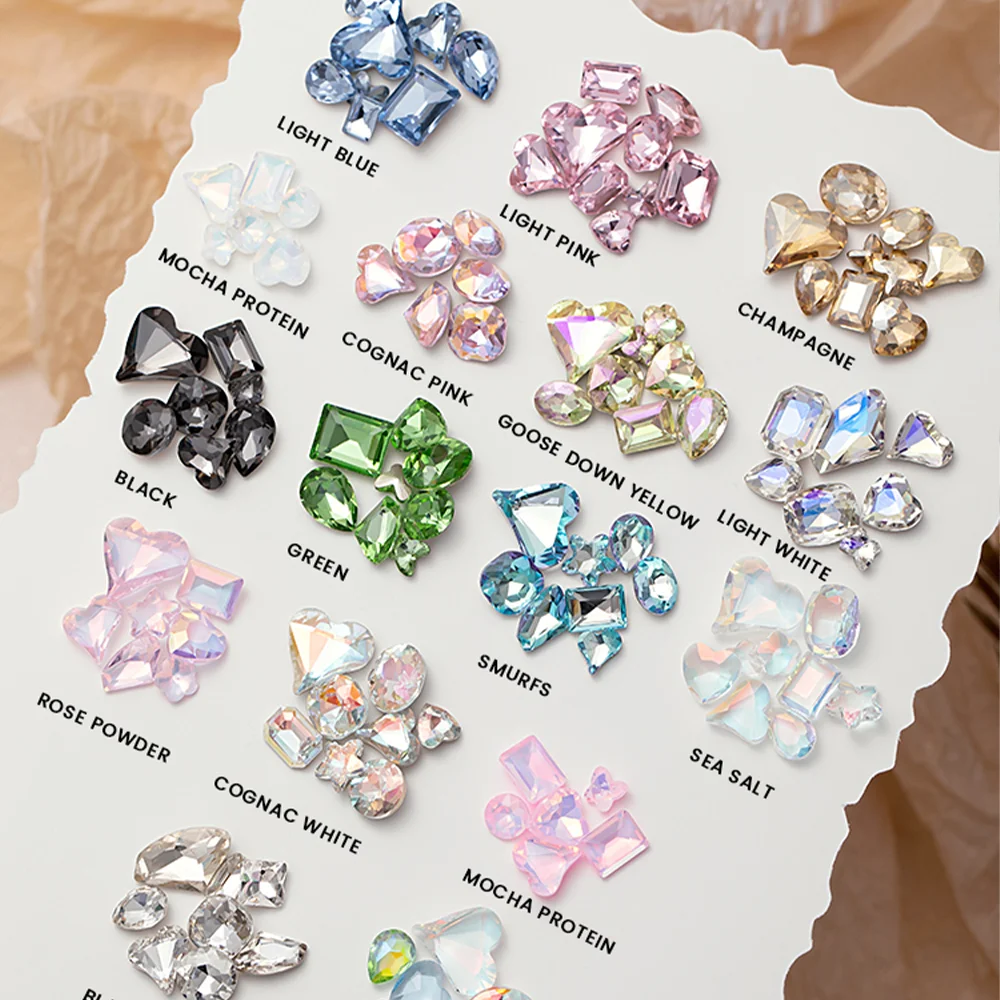 30pieces Hight Quality Multi Shape Glass Crystal Stone Decoration Design Flatback Nail Art Fancy Rhinestone