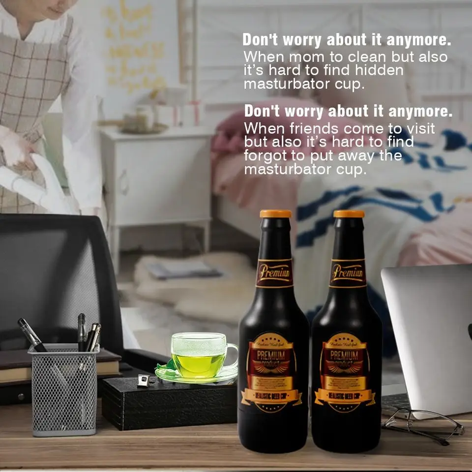 GF Male Masturbator Soft Vagina Manual or Vibrating Sex Machine Beer Bottle Pussy Masturbation Cup Erotic Adult Sex Toys for Men