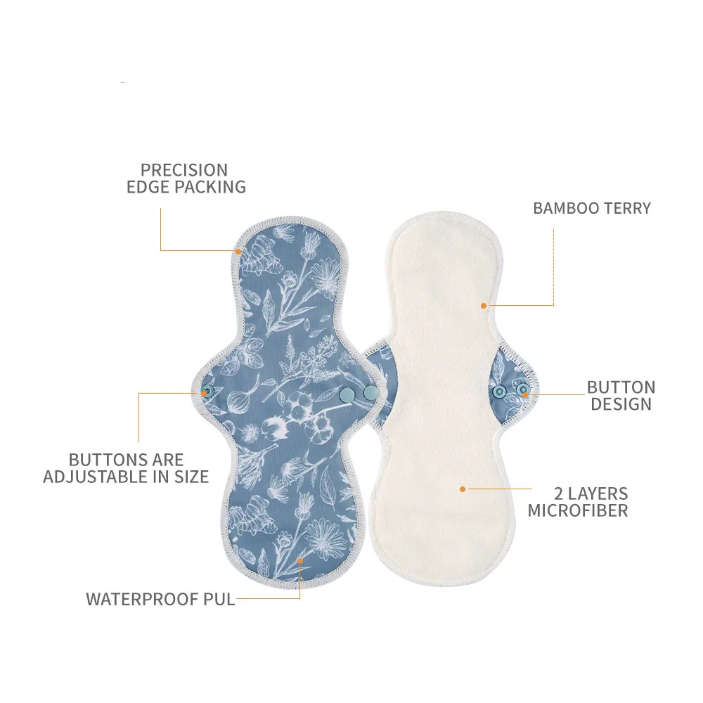 Mora mona 5 pcs with wet bag Set Reusable Washable Bamboo terry menstrual pad sanitary napkins organic