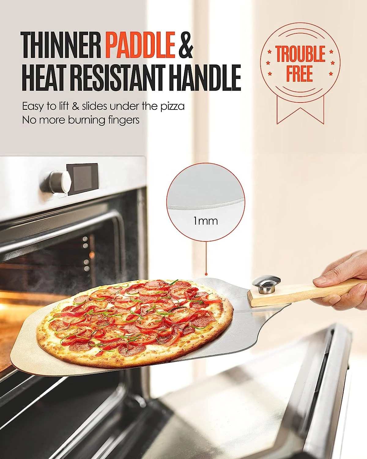 OEM&ODM Aluminum Pizza Peel with Foldable Handle Pizza Paddle Cutter Sharp Slicer Knife Rocker Blade Cover Oven Baking