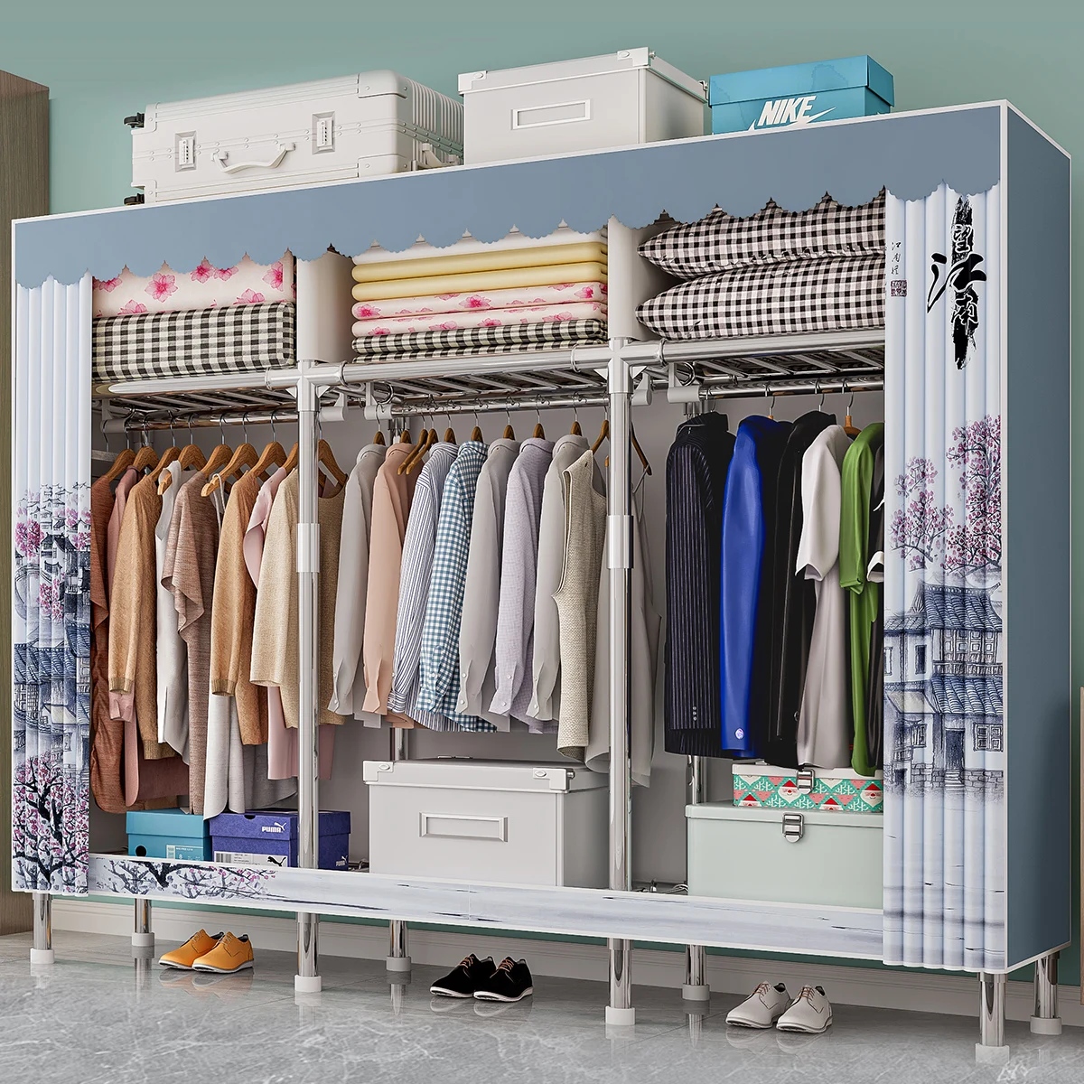 2023 New Arrivals Clothes Cabinet Modern Design Combination Bedroom Wardrobe Clothes Organizer Portable Fabric Wardrobes Armario