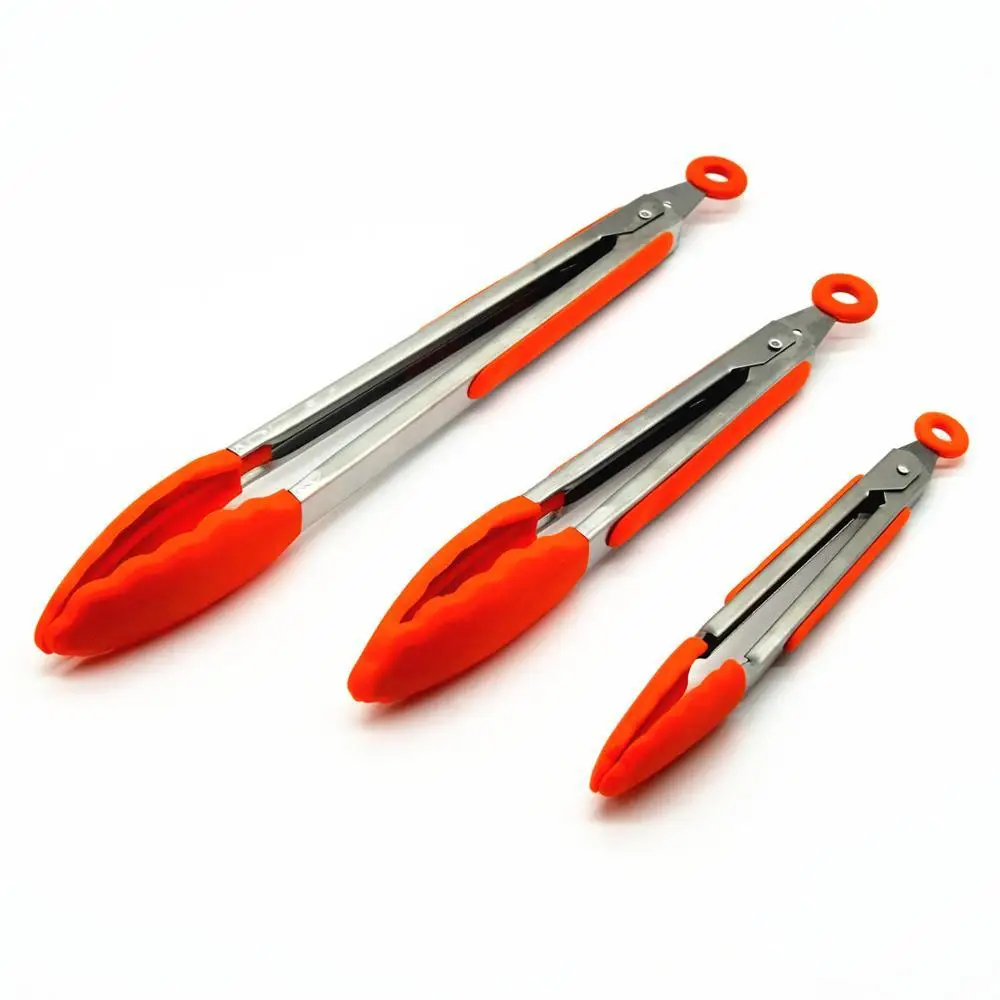 BHD Heat Resistant Heavy Duty Clips for Cooking Auto-Locking Nonstick Stainless Steel Food Tong with Silicone Grip