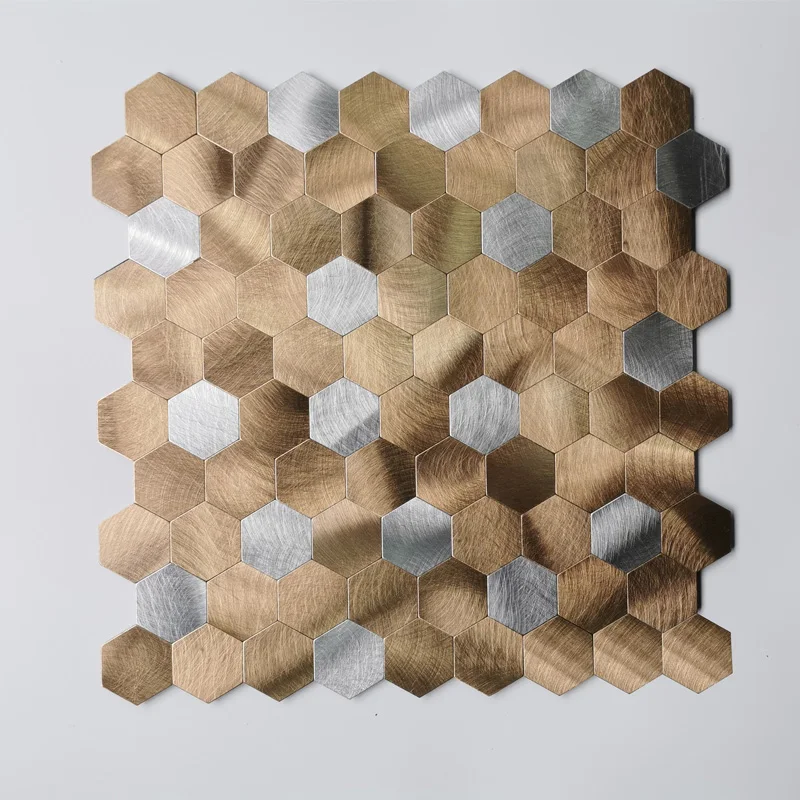 Self Adhesive Rose Gold Hexagon PVC Peel And Stick Tiles Mosaic For Wall Tiles Backsplash