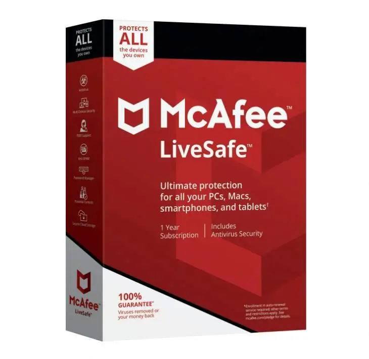 Интернет-Безопасность McAfee 1 год 10 шт. оборудование активация онлайн-код ключа розничный ключ mcafee livesafe