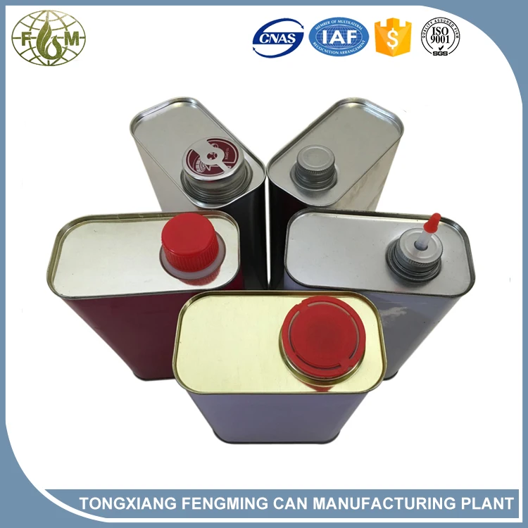 1 Liter printed screw top empty paint square metal tin cans with 38mm screw cap