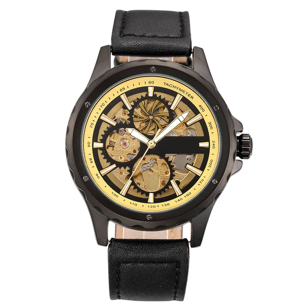 
Antique Bronze Watches Men Automatic Skeleton Wristwatches Vintage Top Men Luxury Brand Mechanical Watches Male Clock Gift 