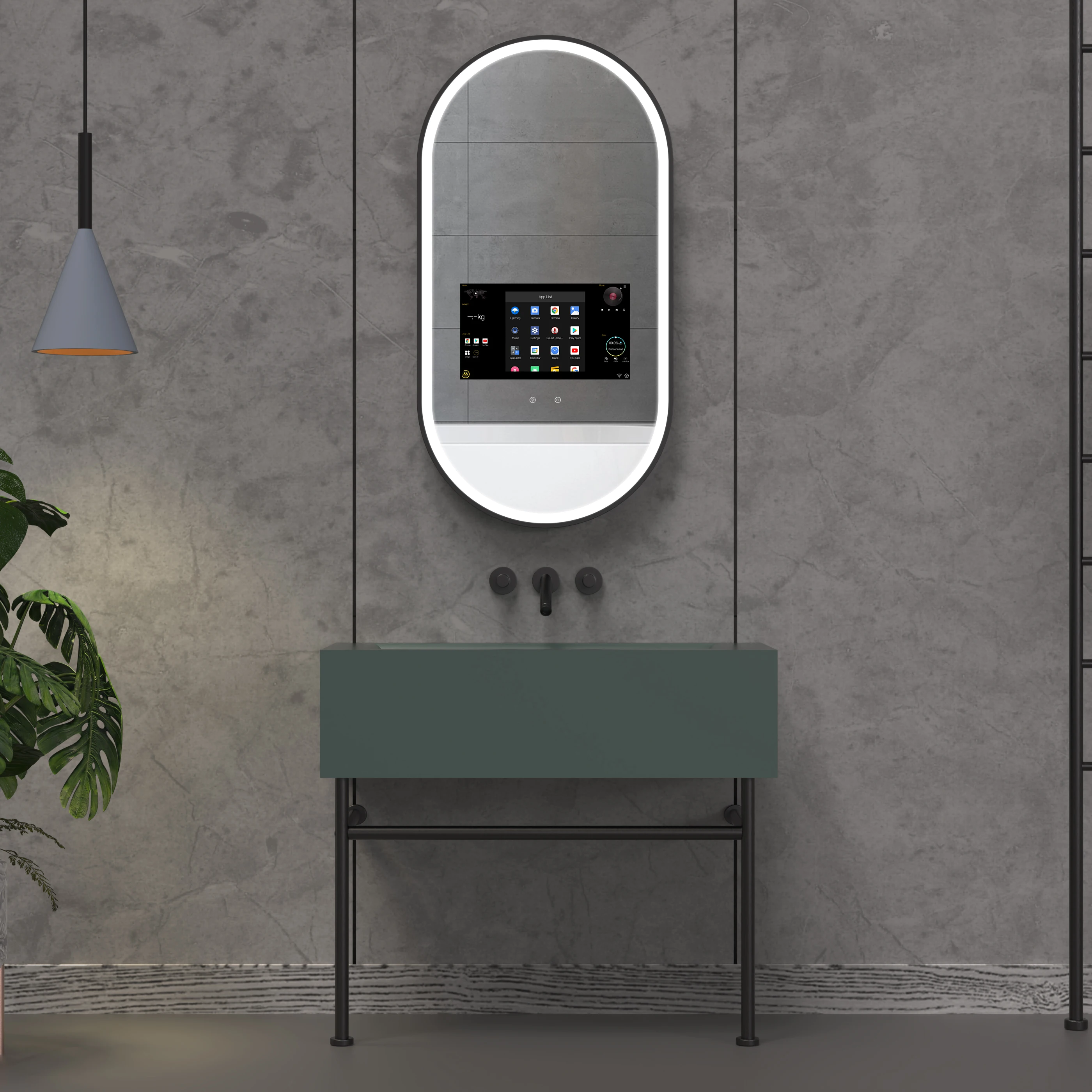 2024 New large Arch touch screen Bath full  tv mirror led bathroom android smart wall mirror smart mirror tv magic