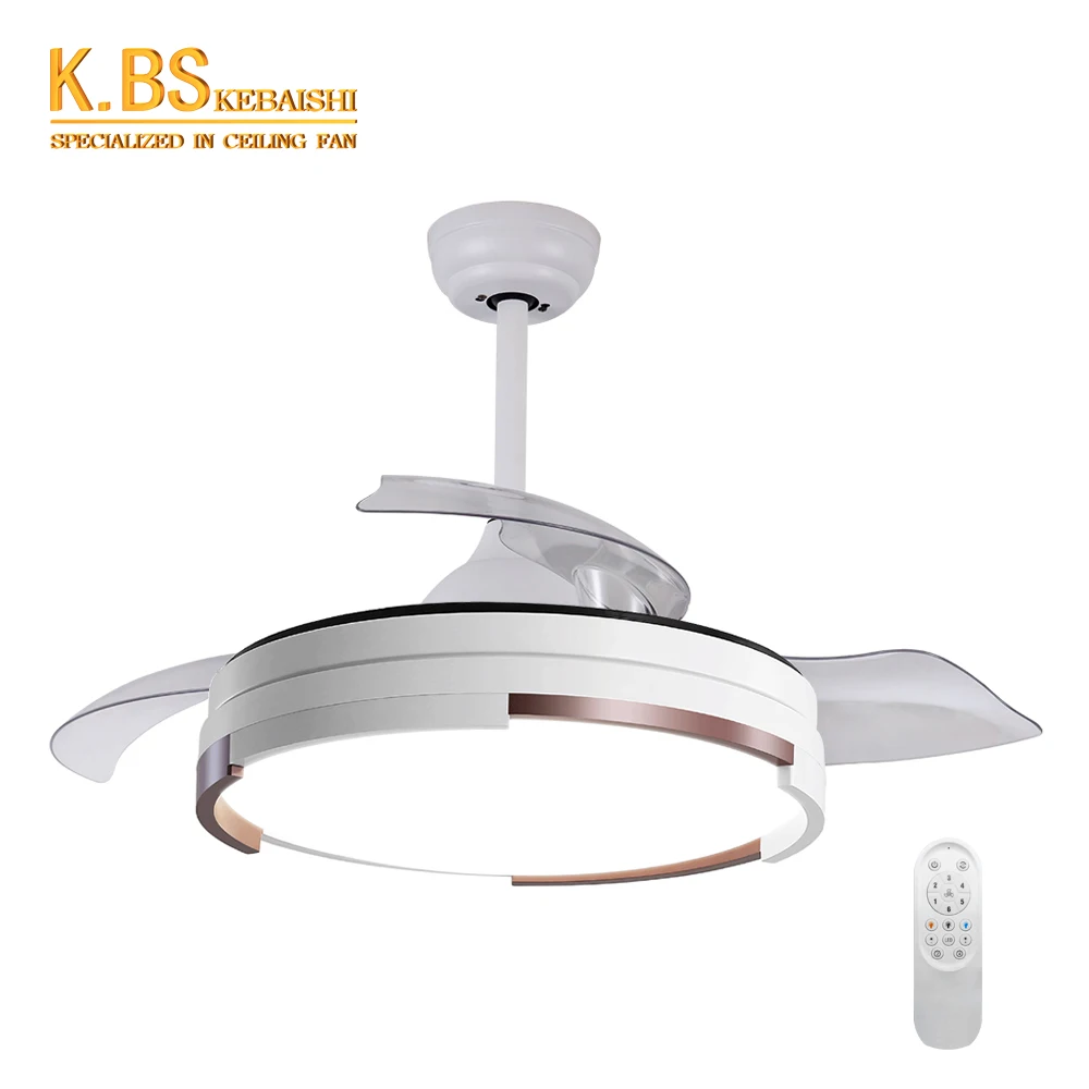 3 ABS Blade Led Ceiling Fan Lamp Invisible Modern 220 Volts Retractable Ceiling Fan With Light And Remote