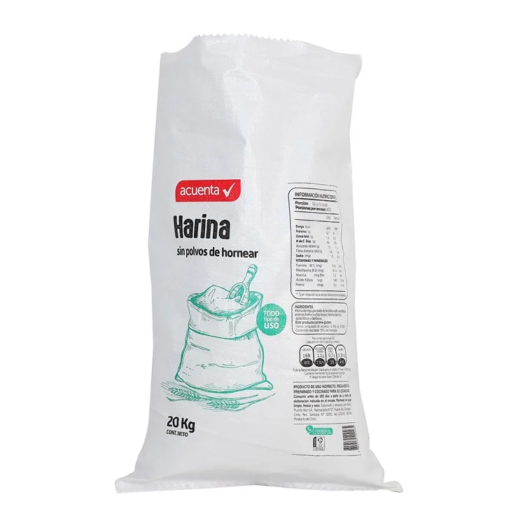 10kg 25kg rice packaging bag with handle white wheat flour pp woven bag for sale