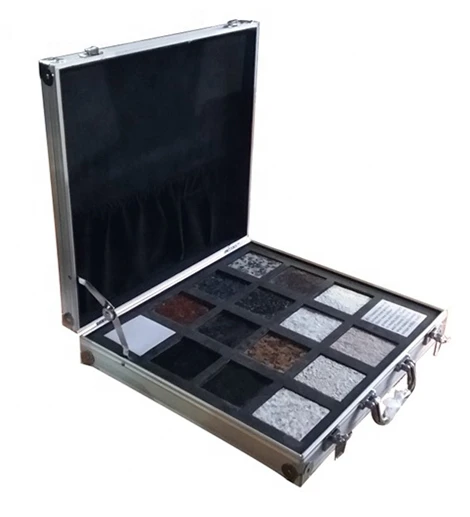 Everest customized size marble quartz granite aluminum stone sample display box
