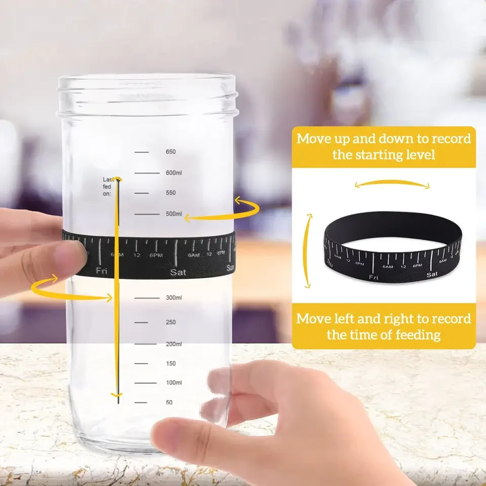 YONGLI glass fermenting machine bucket equipment bioreactor yogurt fermenter Sourdough Starter Jar Kit Cloth Cover and spatula