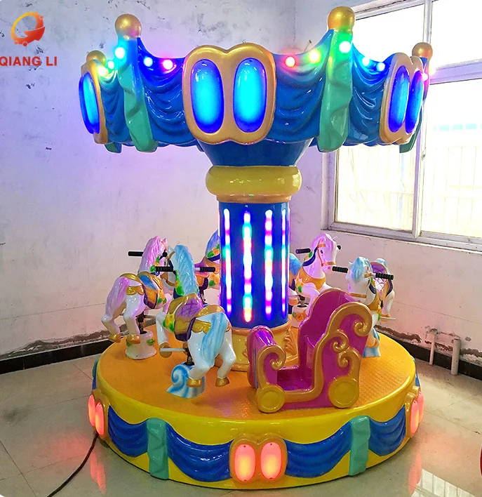 4 seat 6 seat Mini Merry Go Round Amusement Park Rides Mini Carousel Rides For Kids