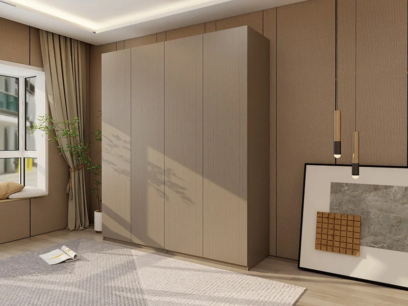 Hored Home Bedroom Furniture Simple Streamlined Design Aluminum 4 Doors Wardrobe
