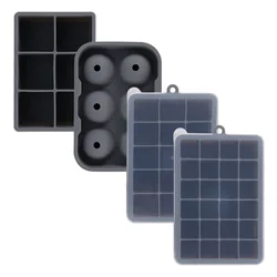 6-Hole round Ice Hockey Molded Flexible Cube Mold Tool Silicone Square Easy Release Ice Trays