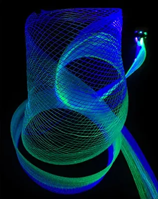 Decorative fiber optic cable fabric mesh lights for outdoor tree landscape lighting