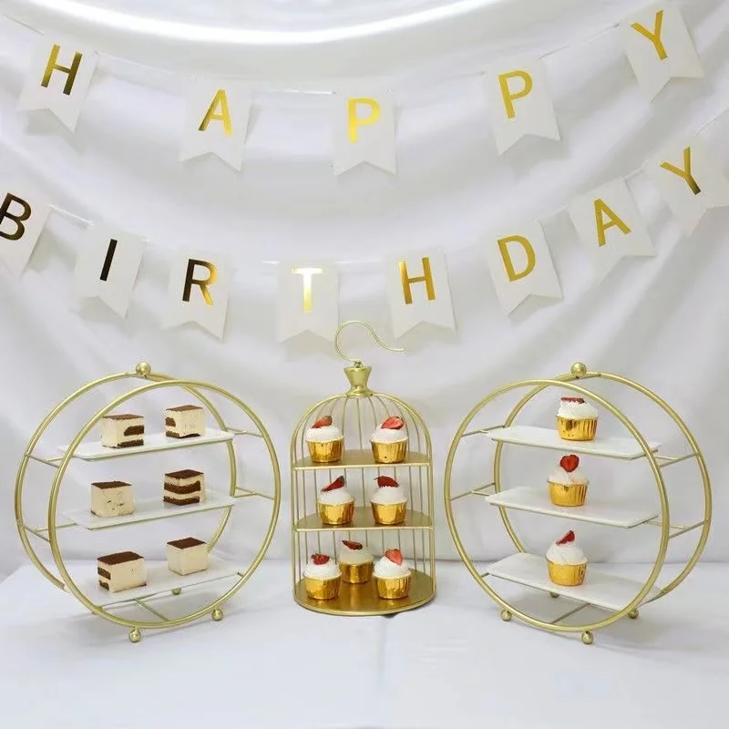 Gold Wedding Acrylic Crystal Wedding Centerpiece for Sweet Dessert Cake Display