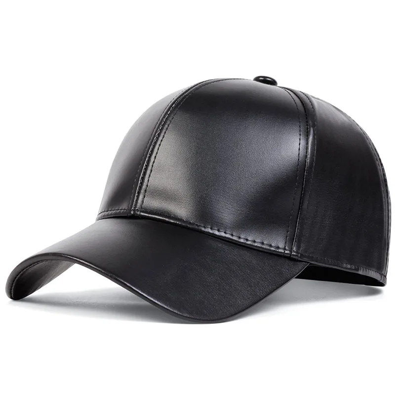 High Quality Leather Baseball Cap Men Solid Outdoor Casual Snapback Caps Hip Hop Baseball Hats