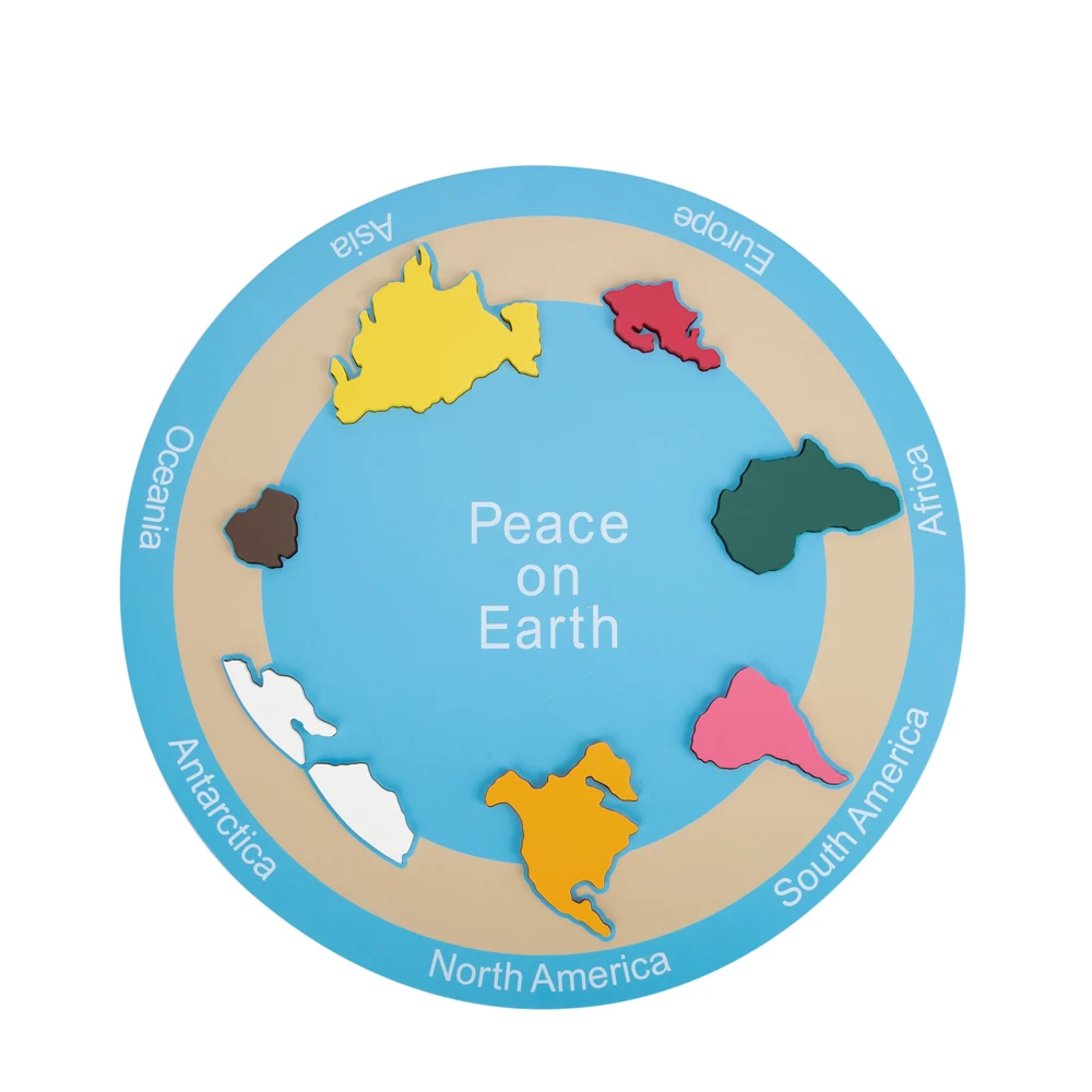 learning educational children new toy 2020 montessori wooden toys Seven Continents Plate for kindergarten classroom design
