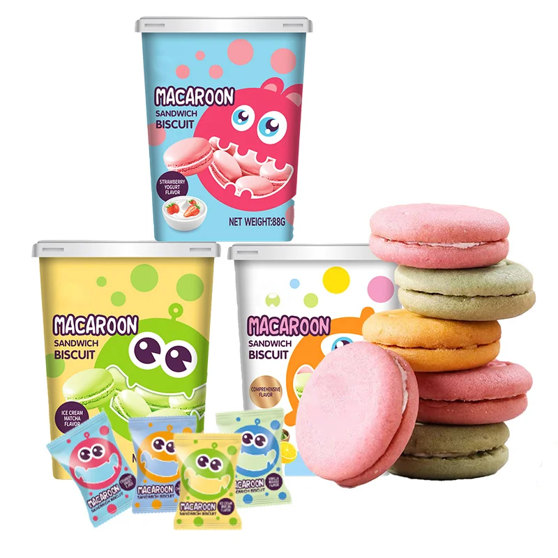 88g Strawberry Yogurt Vanilla Matcha Flavor Exotic Snack Carton Biscuits biscuits and cookies Macaron Sandwich biscuits