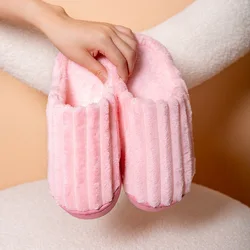 Hot Sale Plush Slippers Warm Rabbit Fur Indoor Non-Slip Winter Cotton Shoes Men And Women With The Same Style Wholesale