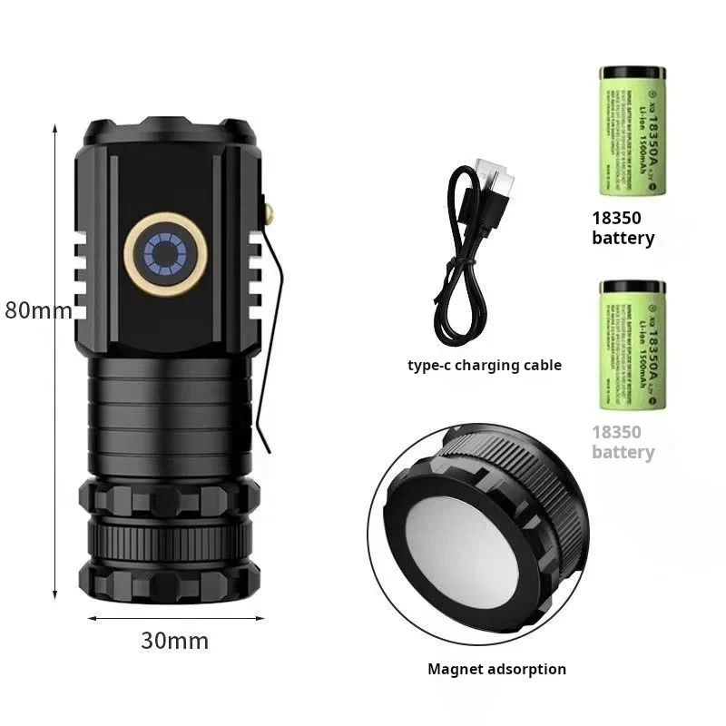 Magnetic Rechargeable Super Bright Flashlight Flash Light Portable EmergencyMultifunction Small Flashlight For Outdoor