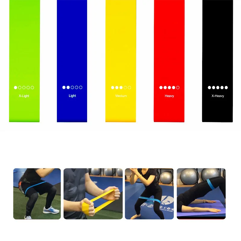 Indoor Factory Make  Your Own Set Custom Logo Workout Plates Rubber Hook Bar Yoga Resistance Loop Exercise Band Roll