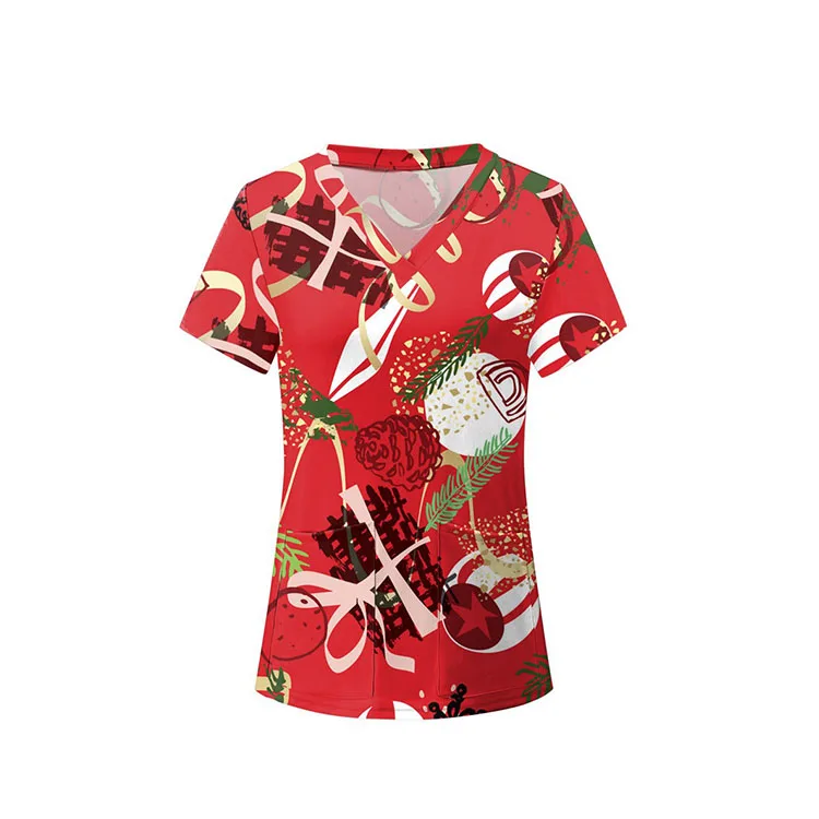 Christmas pattern nursing scrubs hospital healthcare scrub uniforms