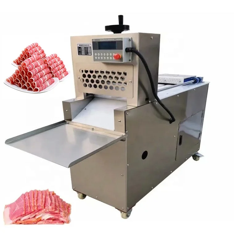 Frozen Beef Roll Slices Cutting Machine|chilled Mutton Slices Chopping Mechanism|freezing Meat Roll Pieces Cutter Sh Meat Slicer