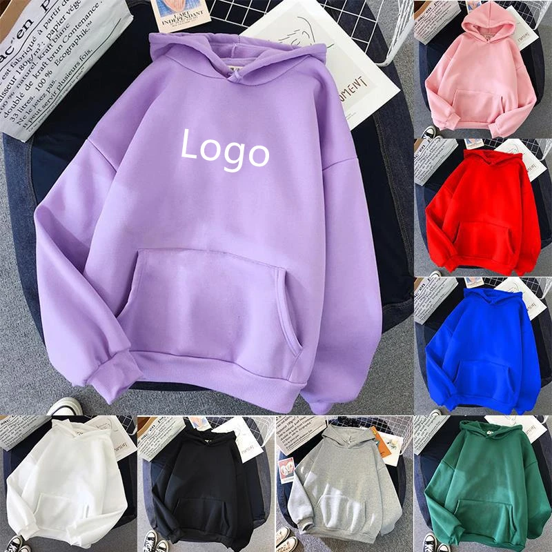 Fashion high quality Custom logo Woman OEM design blanket solid color Pullover Plain Oversized hoodie Custom hoodie