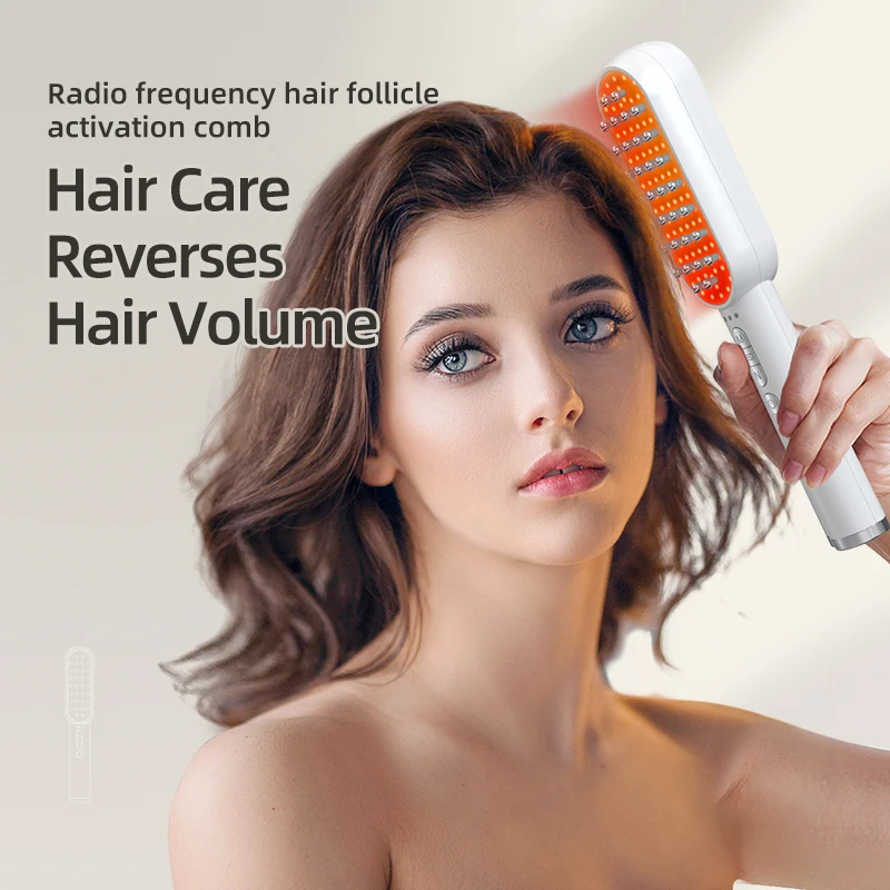 High-End Rechargeable Electric Hair Comb 4 Colors LED Light Therapy EMS Ion RF for Enhanced Hair Growth and Styling