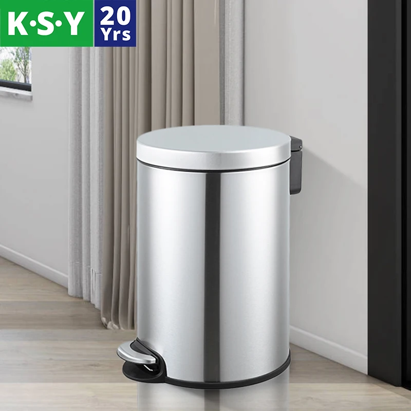 Waste Bin Mini Pedal Bin Household Steel Trash Can Bathroom Kitchen Office Waste Management Foot Pedal Dustbin Stainless Steel