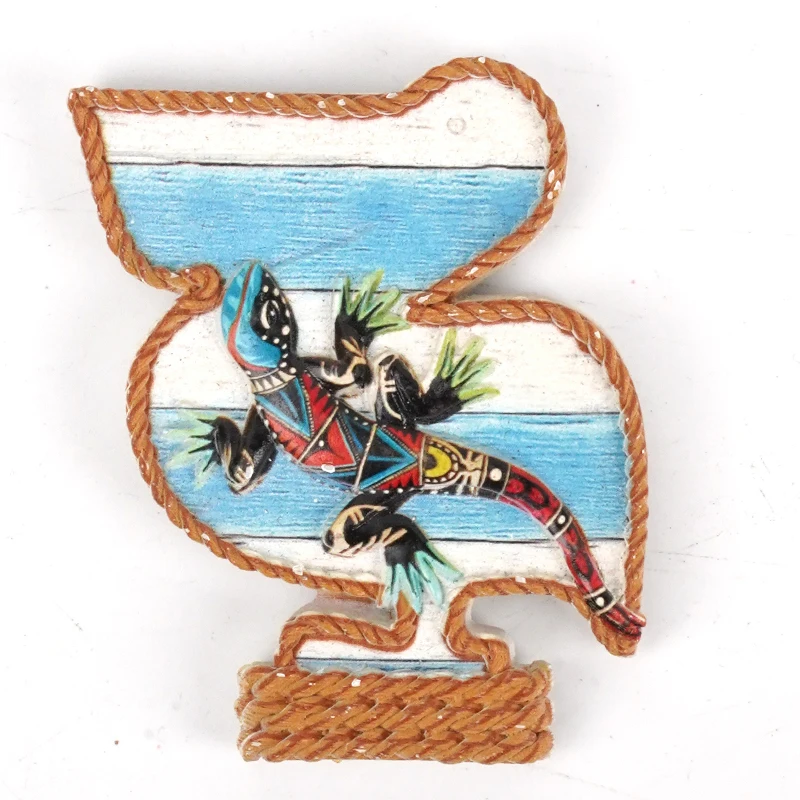 UV printed refrigerator resin landscape decoration beach tourism souvenir decoration coconut trees seagulls lizards, and turtles