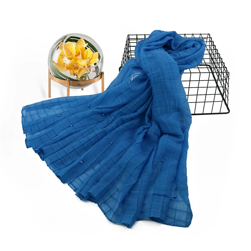 New Design Soft And Light Weight Cotton Viscose Hijabs Beading Modal Cotton Hijab Scarf For Muslim Women