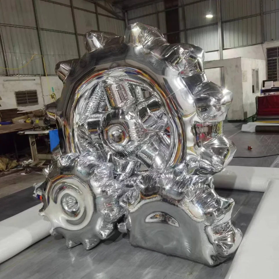 Silver Mirror gear tyre Inflatable Decoration Model For Display  inflatable ornament ball