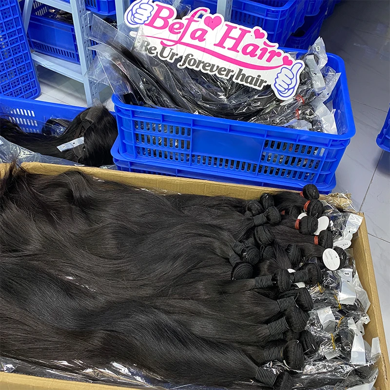 Vietnamese Original Donor Super Double Drawn Cuticle Aligned Human Hair Bundles Raw Indian Temple Hair