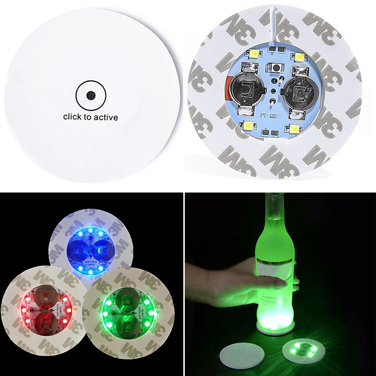 Party Bar Light Brightness LED Coaster, Cup Pad LED, LED Sticker Light for decoration accessories for rave led sticker bottle