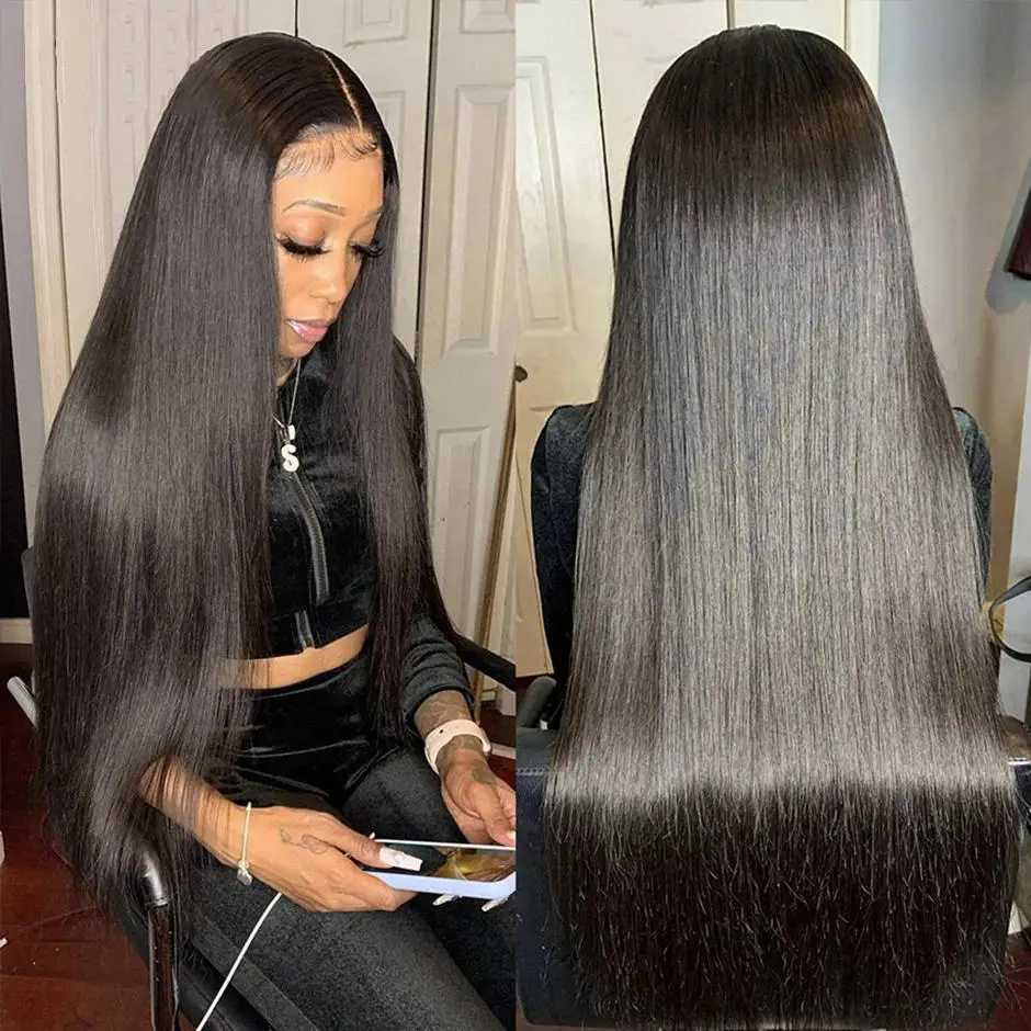 Lemoda Glueless 13x6 HD Transparent Lace Frontal Wig Straight Virgin Brazilian HD Lace Front Human Hair Wigs For Black Women