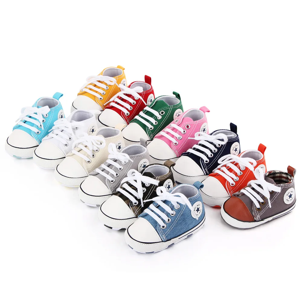 Save Beautiful Baby Girls Boys Canvas Sneakers Soft Sole High-Top Ankle Infant First Walkers Crib Shoes