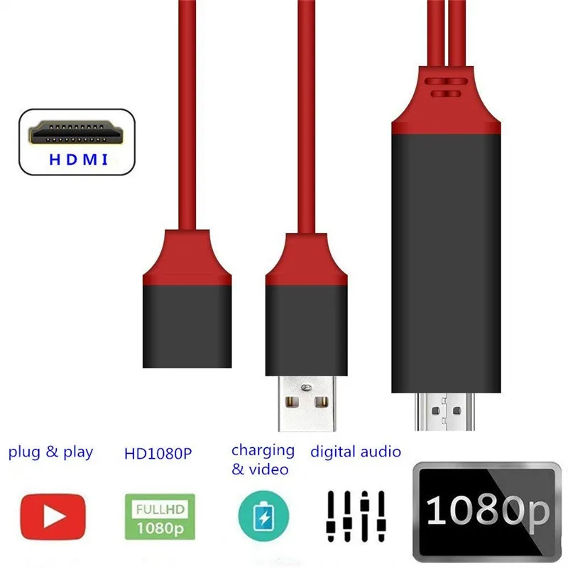  Yinзам 2 м 1080P USB для HDTV HD адаптер кабель ТВ проектора монитора цифровой AV видео смартфона