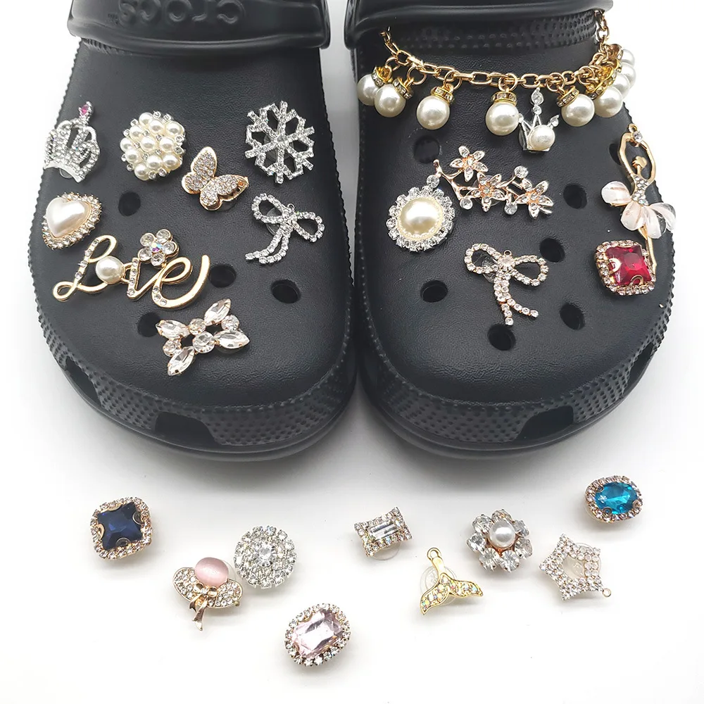 Hole shoes crystal gem diamond jewelrylight up shoes accessories